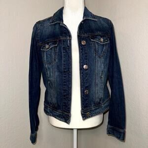 American Eagle Outfitters Trucker Jacket Womens M Blue Denim Cotton Button Front